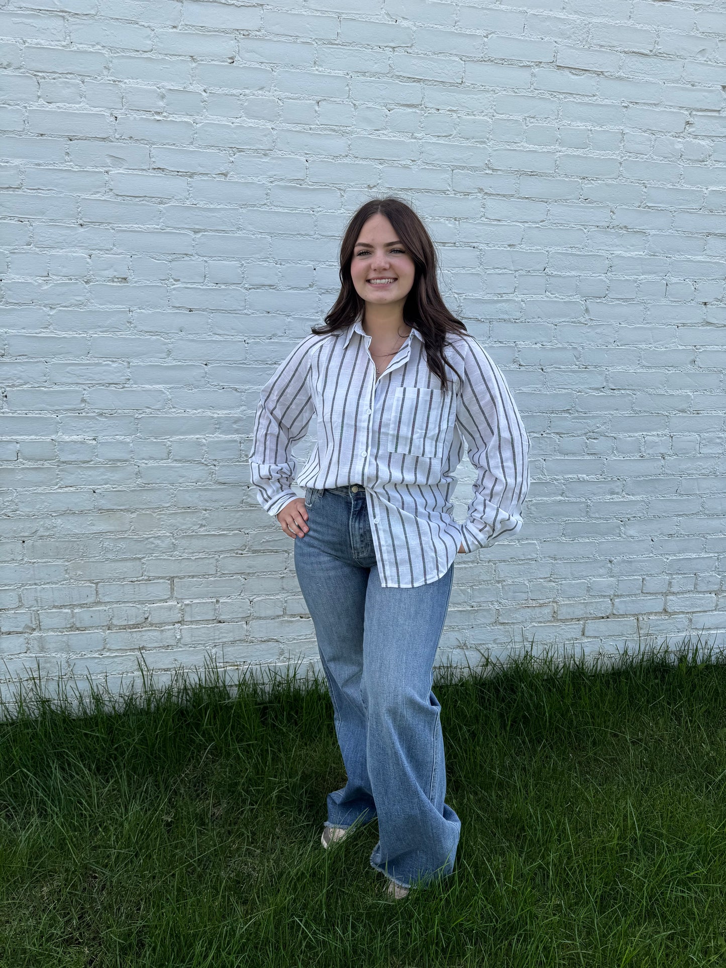 Black Stripe Button Down