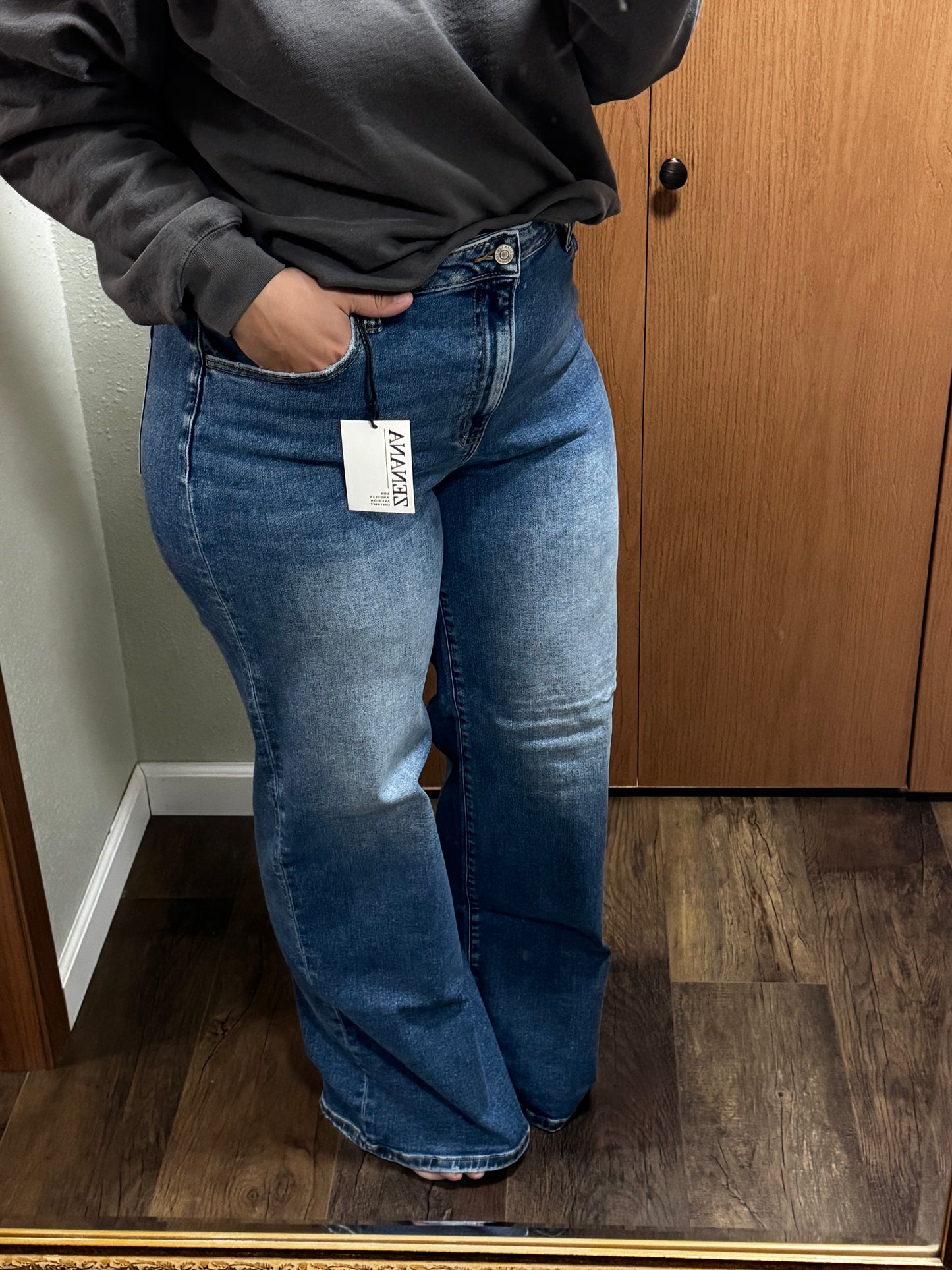 Zenana High Waist Straight Leg Medium Wash Denim