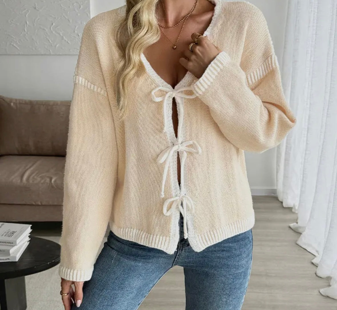 Tie Front Knit Cardigan