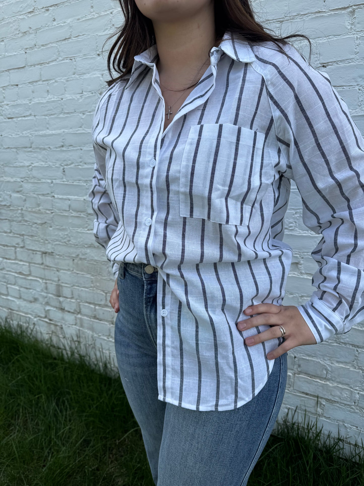 Black Stripe Button Down