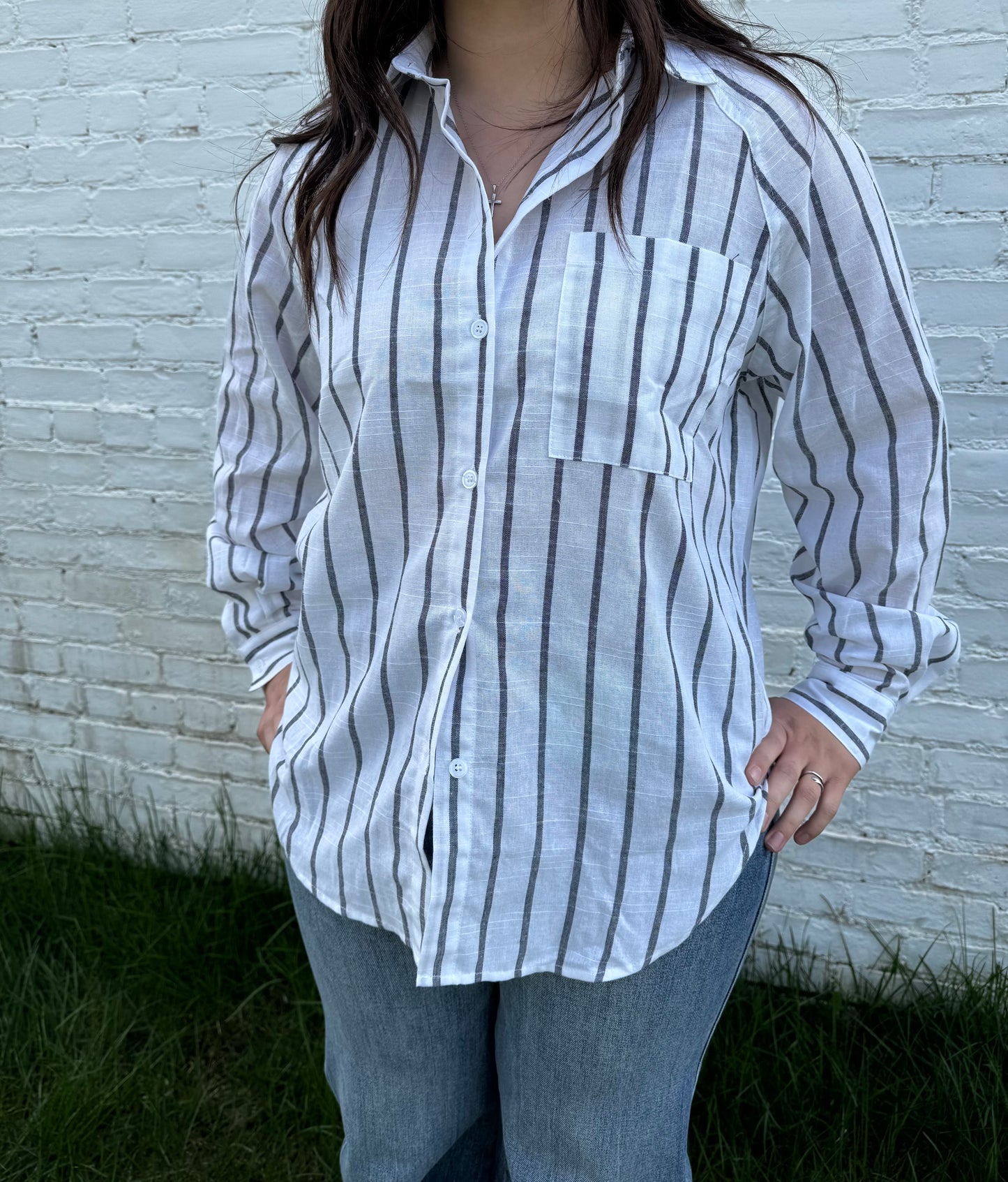 Black Stripe Button Down
