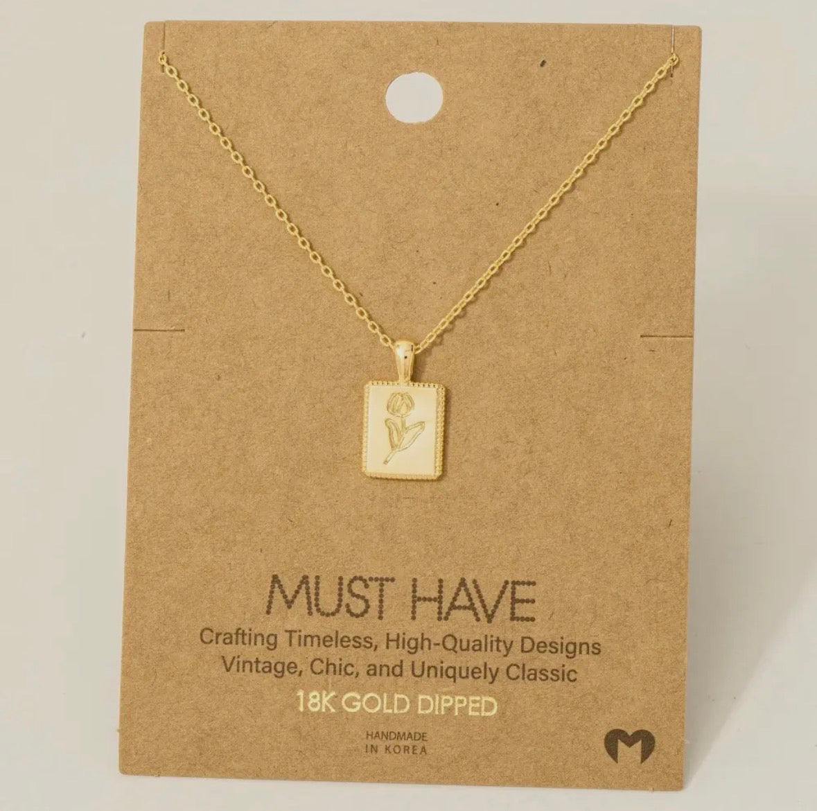 Flower Print Pendant Necklace