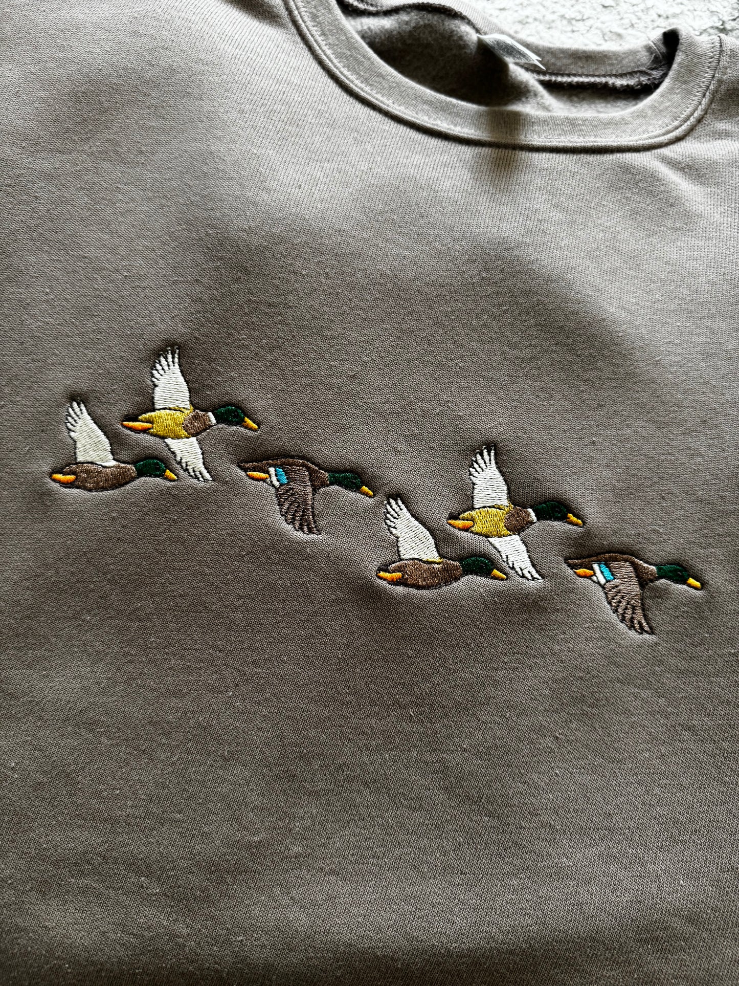 Embroidered Flying Ducks Crew