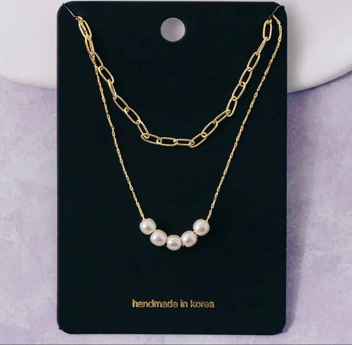 Layered Chain & Pearl Necklace
