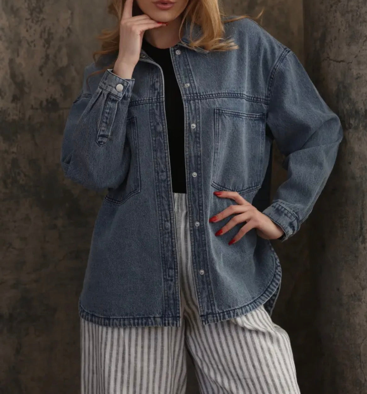 Oversized Denim Shacket | Round Hem | 100% Cotton