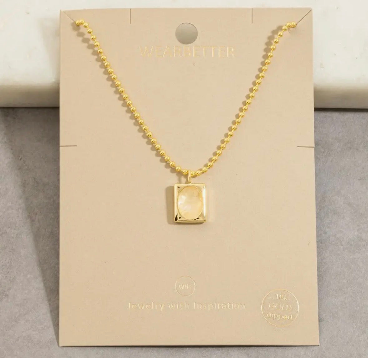 Oval Stone Pendant Necklace