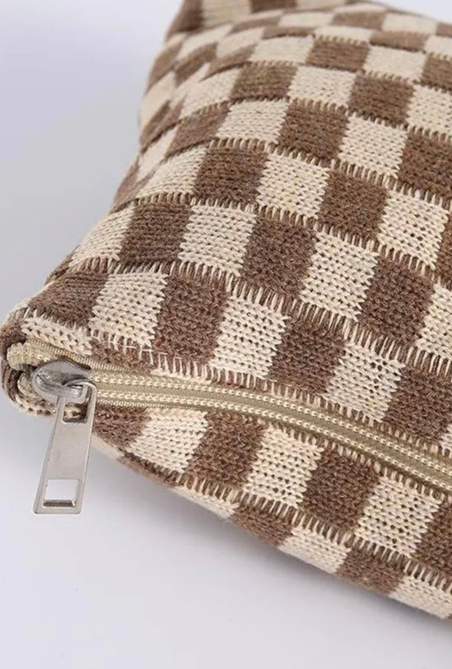Checkered Cosmetic Bag