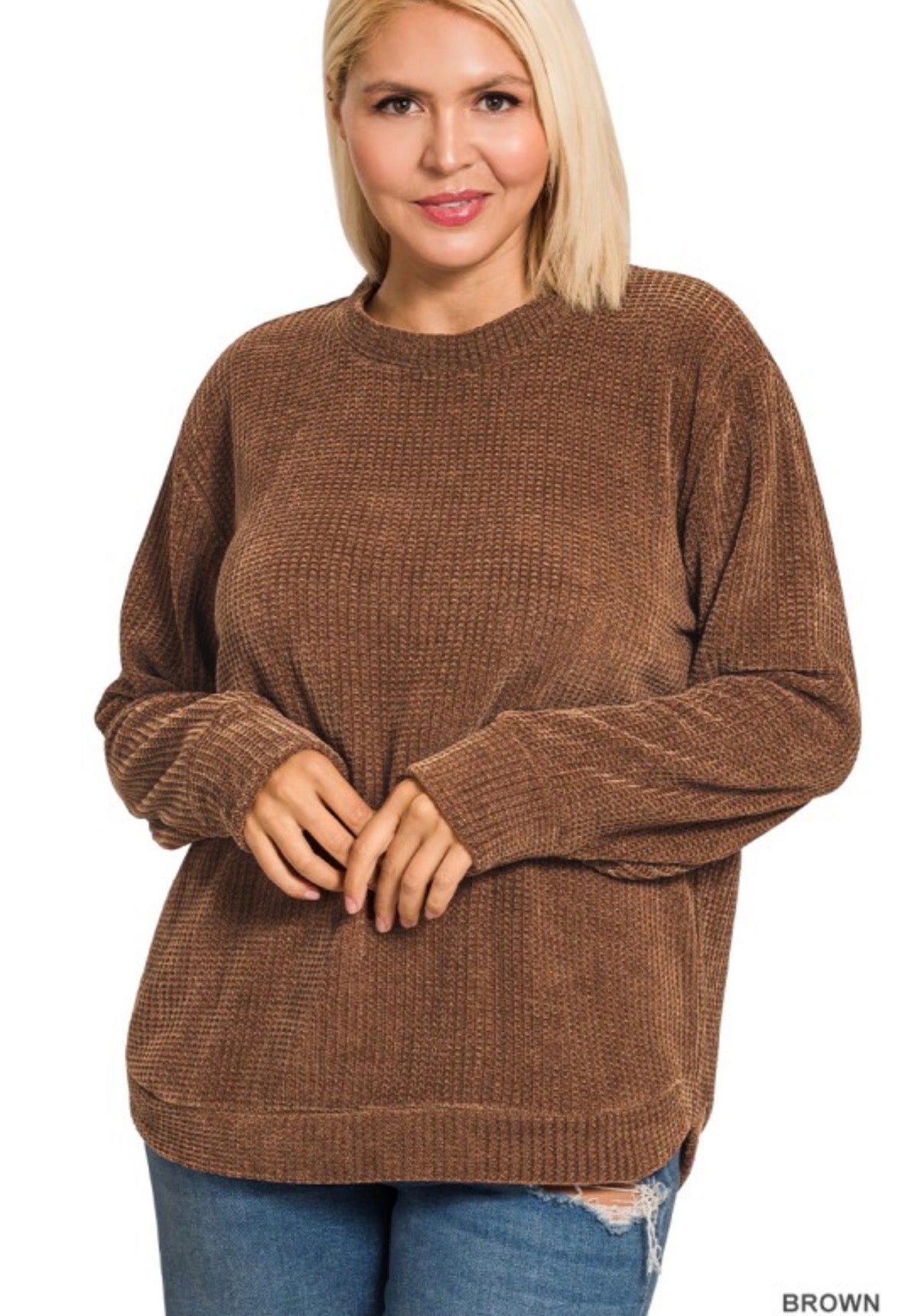 Plus Chenille Waffle Sweater