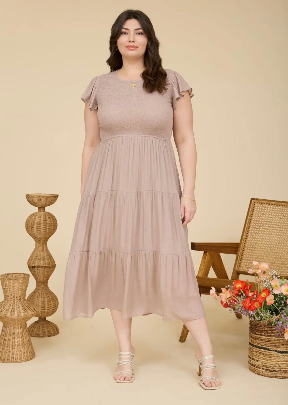 Tiered Smocked Midi Dress | S-3X