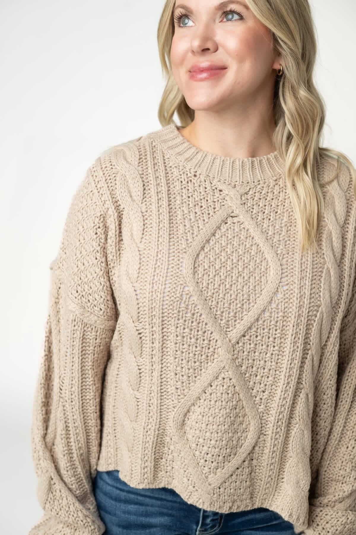 Cable Knit Sweater - Latte | 1X-3X
