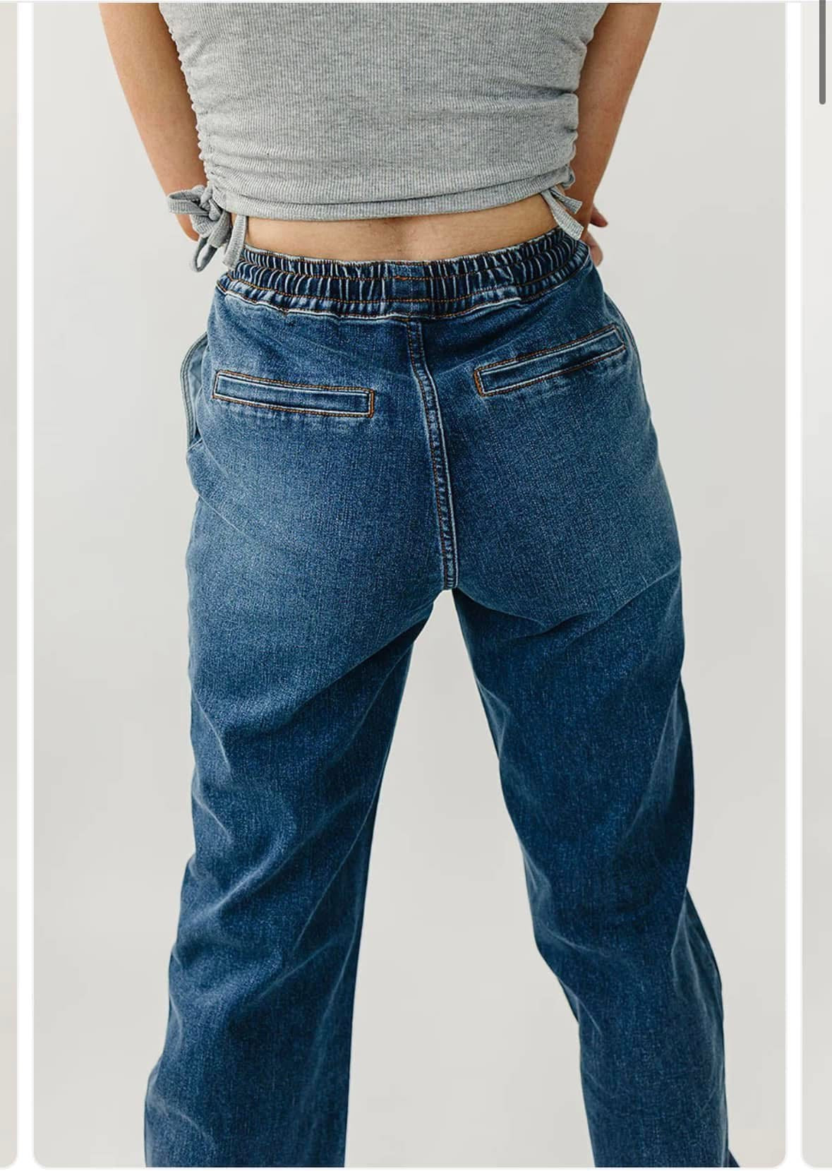 Medium Wash Wide Leg Joggers
