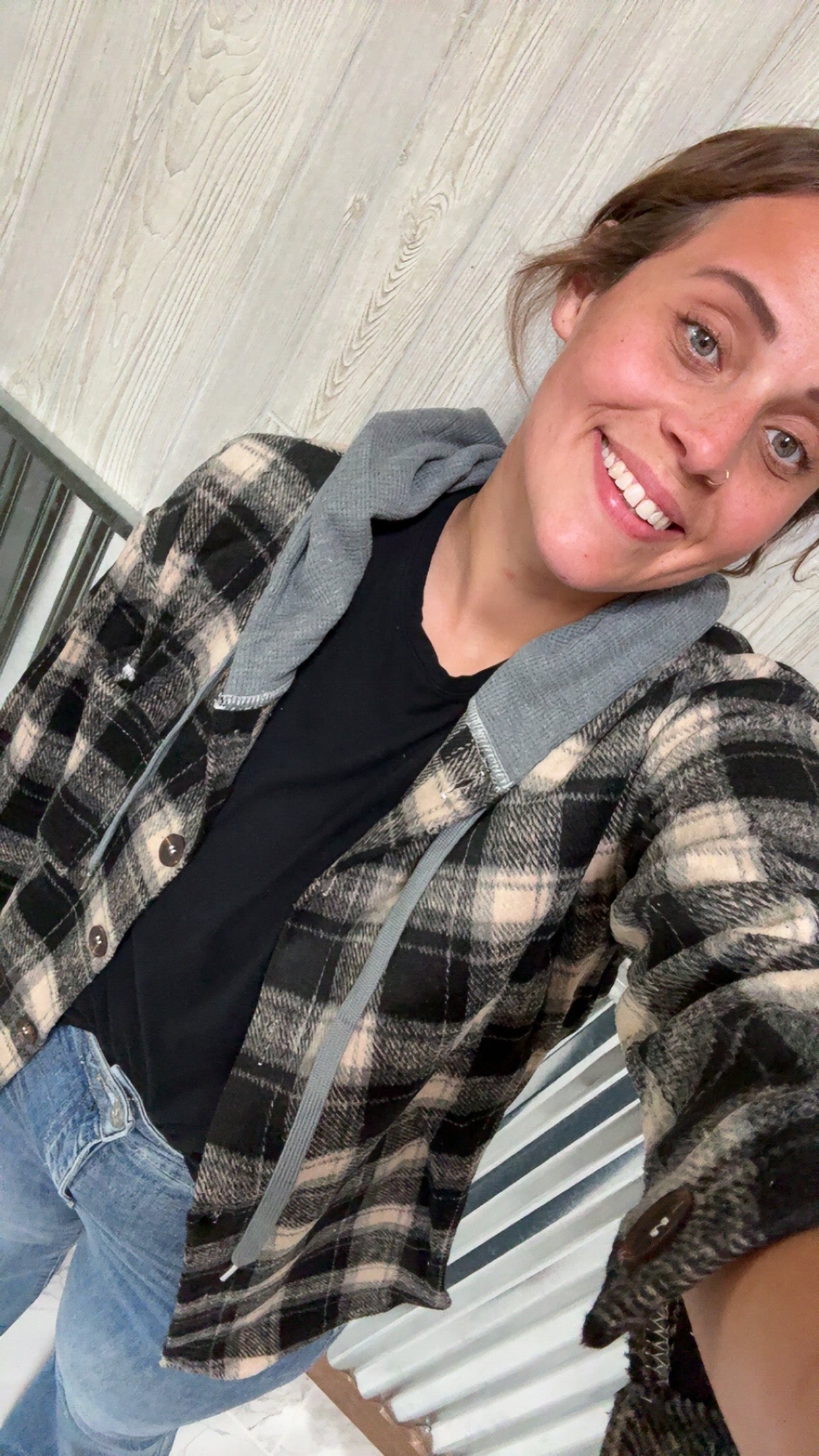Checked Flannel Hooded Jacket
