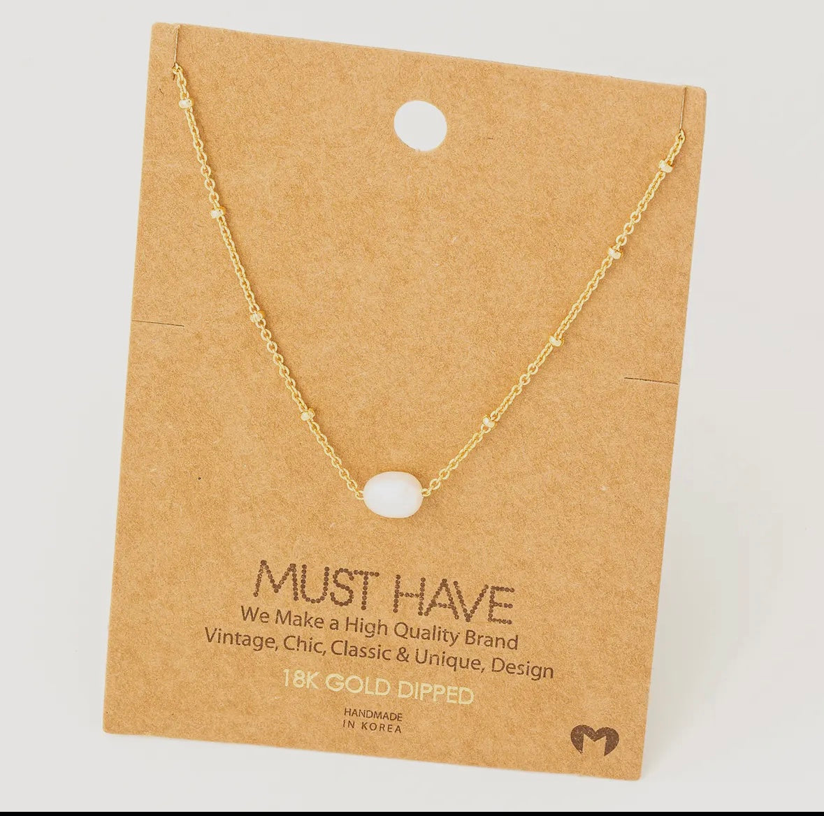 Chain Link Pearl Necklace