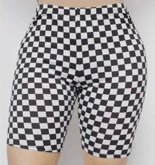 Plus Checkered Biker Shorts