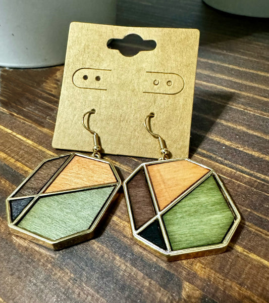 Wood Geometric Earrings