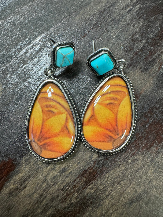 Turquoise Sunflower Earrings