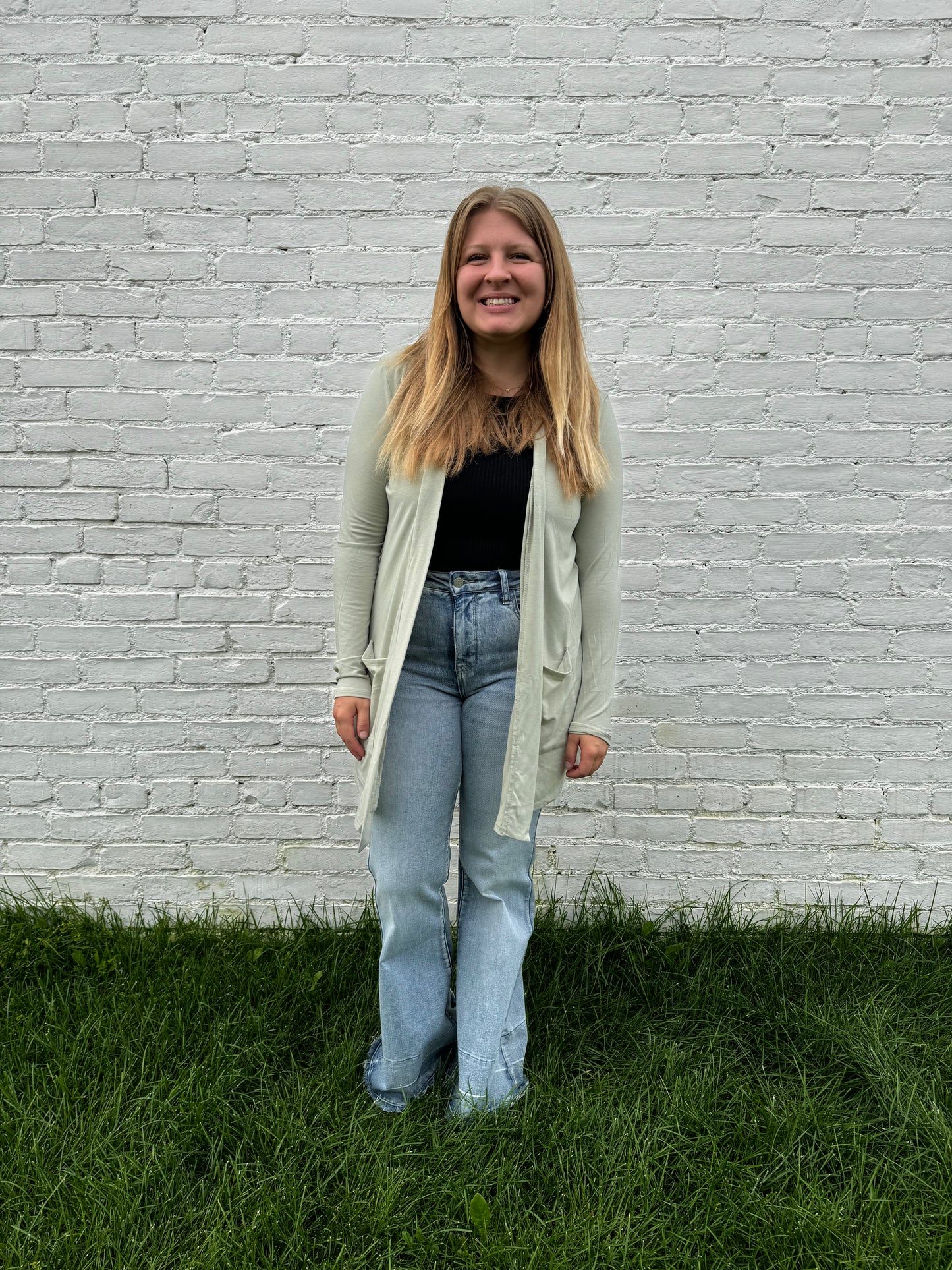 Slouchy Pocket Cardigan Light Green