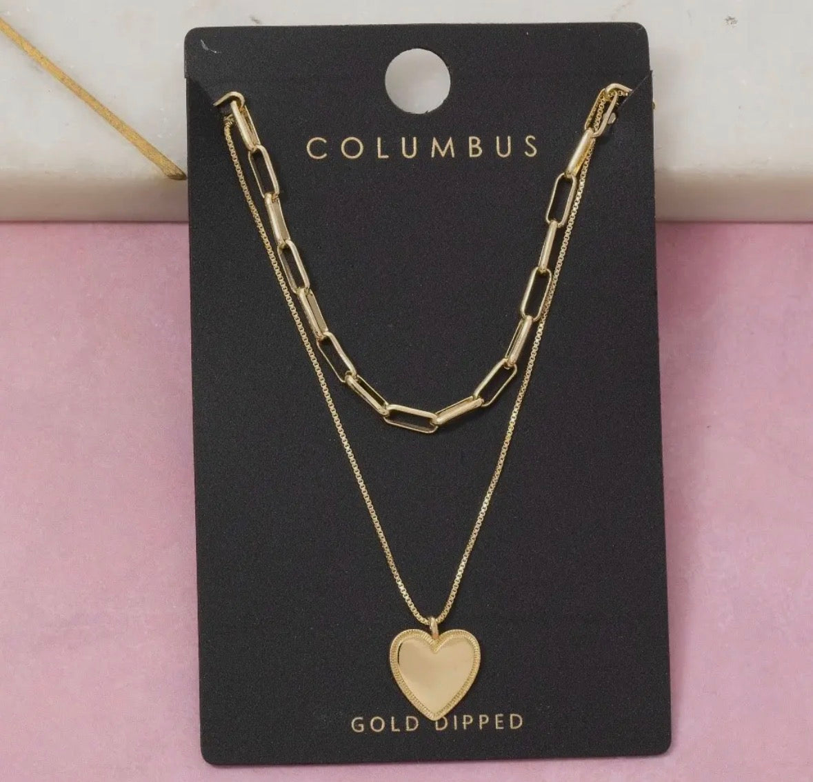 Layered Heart Pendant Necklace