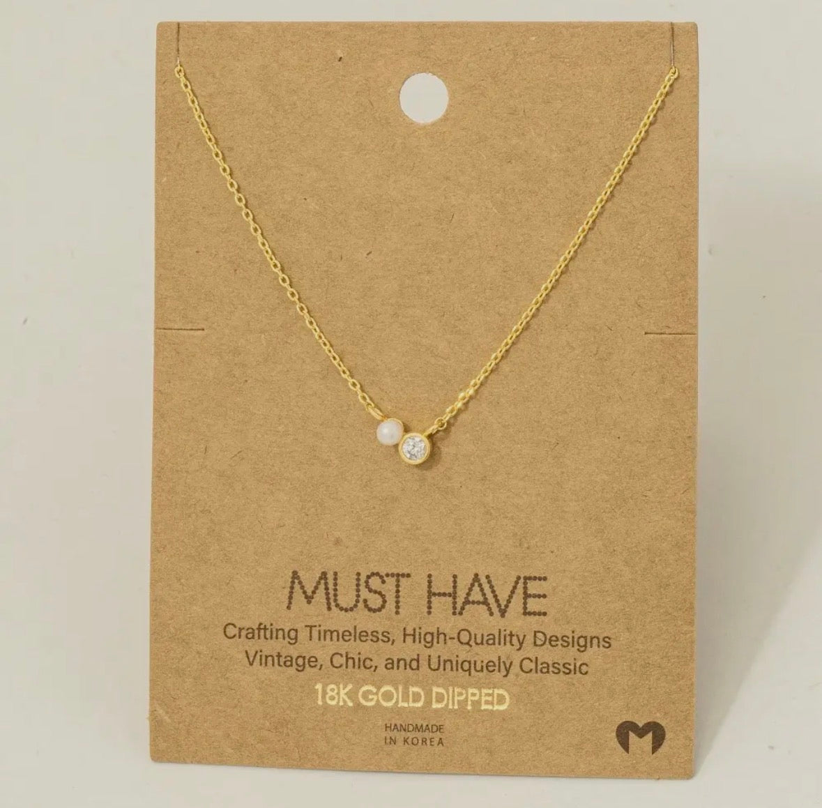 Mini Pearl & Charm Necklace