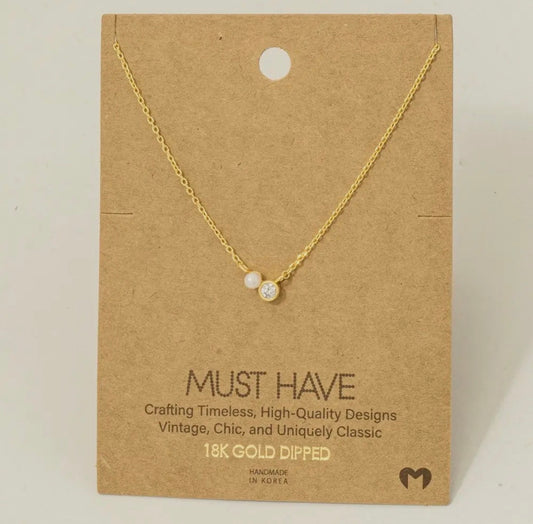 Mini Pearl & Charm Necklace