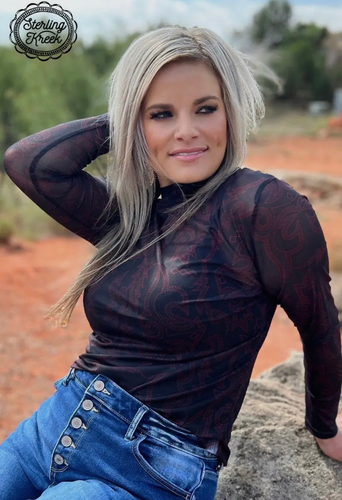 Bonfire Nights Red Mesh Top