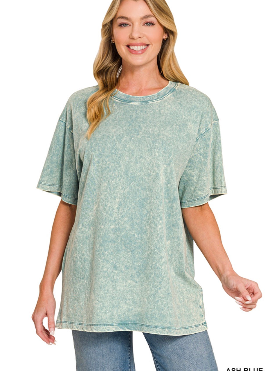Acid Wash Short Sleeve | 100% Cotton | Ash Blue