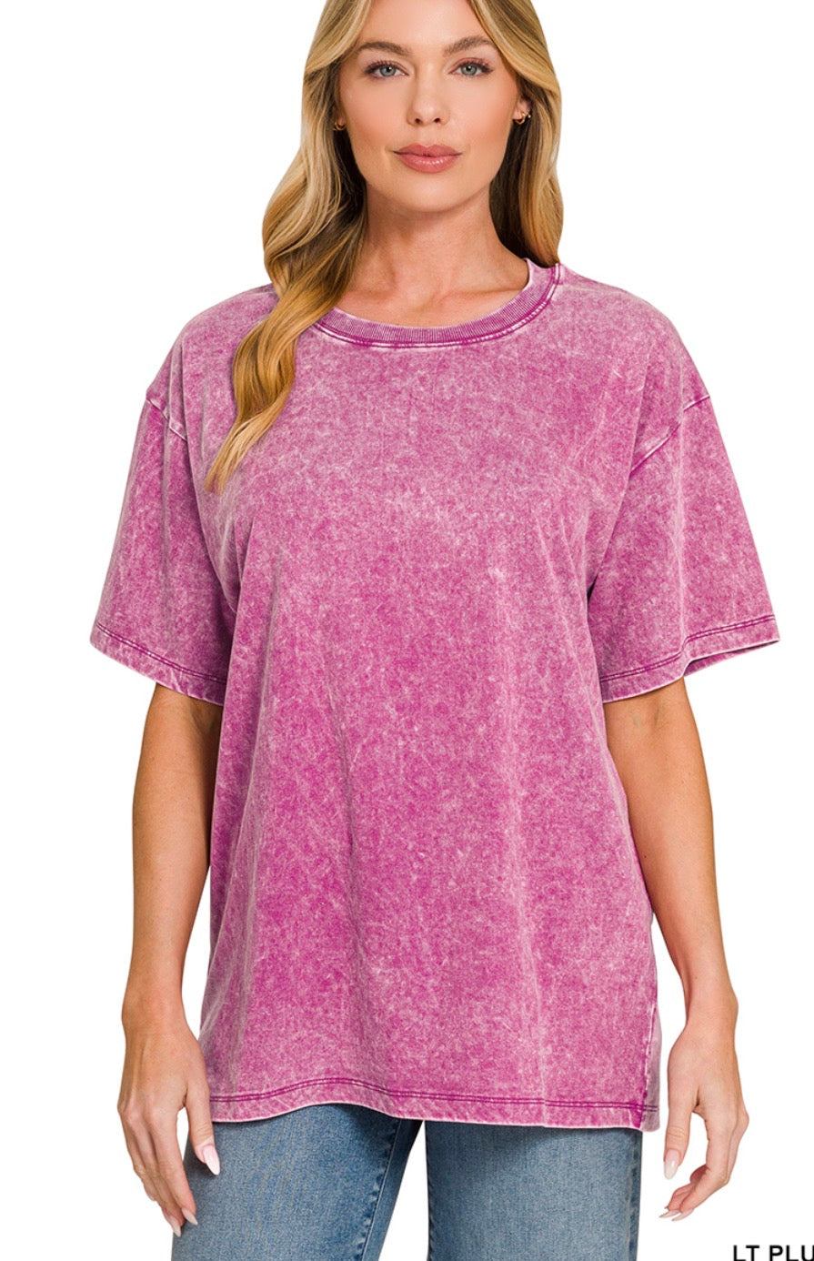 Acid Wash Short Sleeve | Light Plum | 100% Cotton
