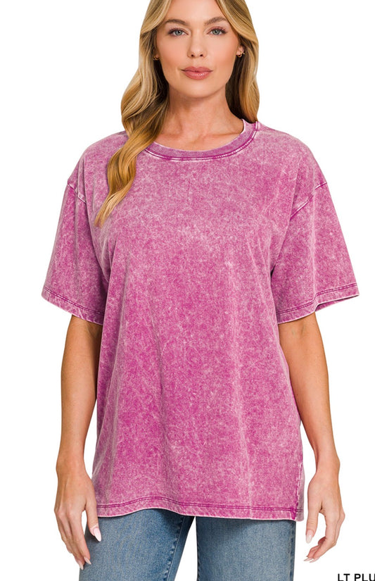 Acid Wash Short Sleeve | Light Plum | 100% Cotton