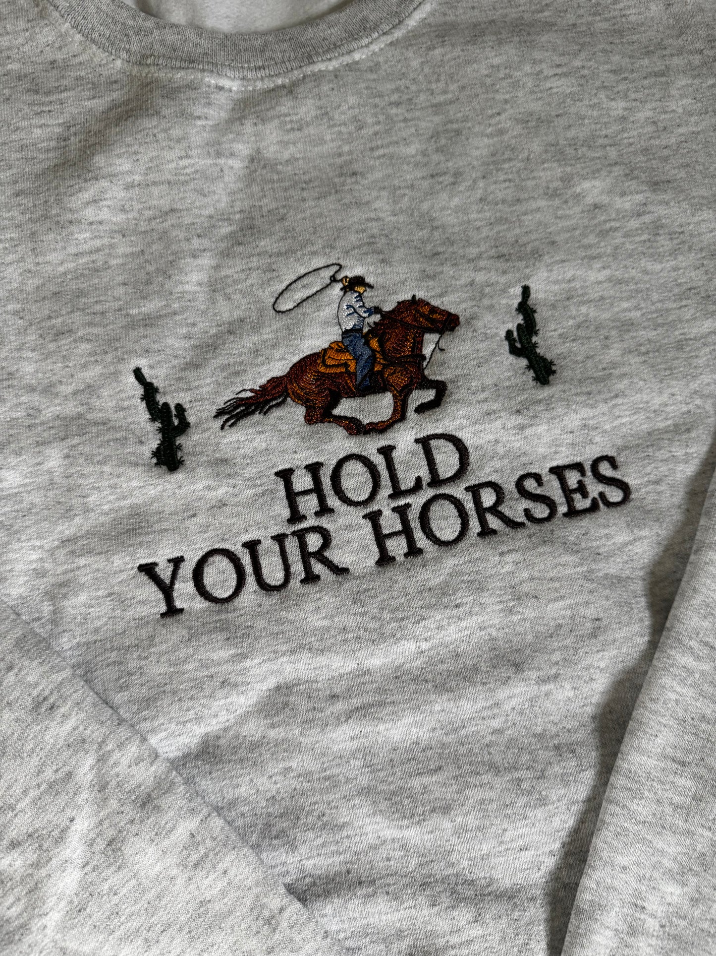 Hold Your Horses | Embroidered Crewneck Sweatshirt
