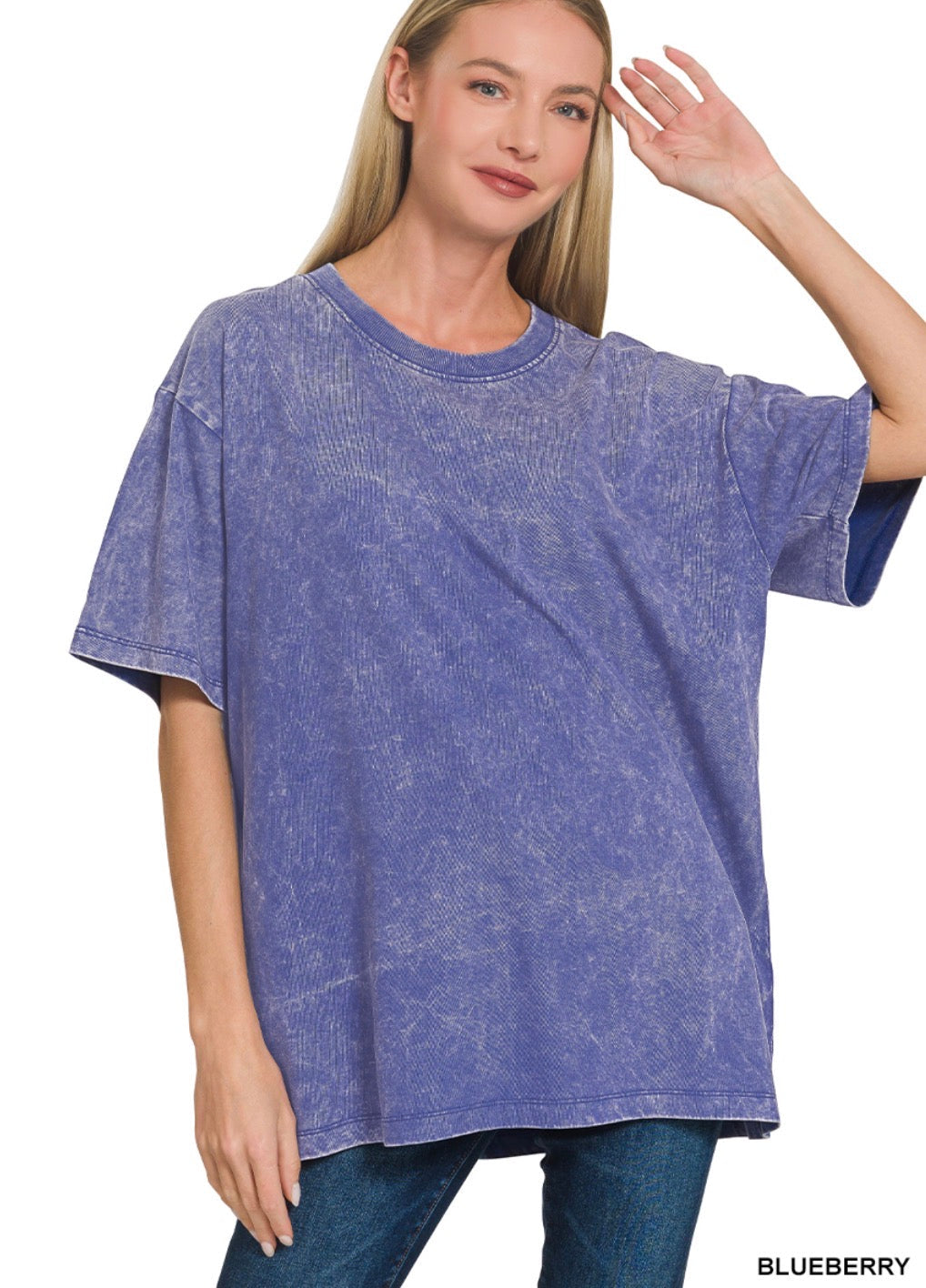 Acid Wash Short Sleeve | 100% Cotton | Blueberry