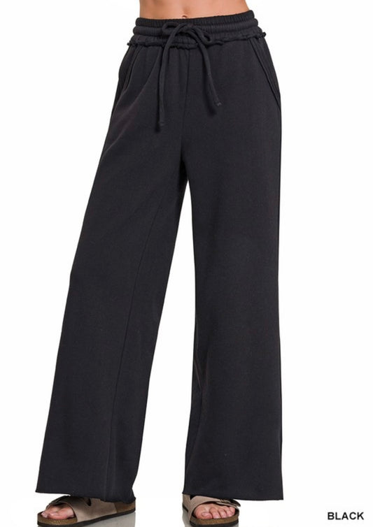 Fleece Exposed Seam Wide Leg Sweatpants