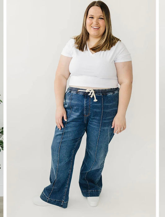 Medium Wash Wide Leg Joggers
