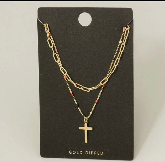 Multi Chain Cross Necklace