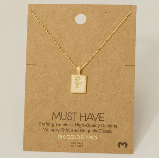 Flower Print Pendant Necklace