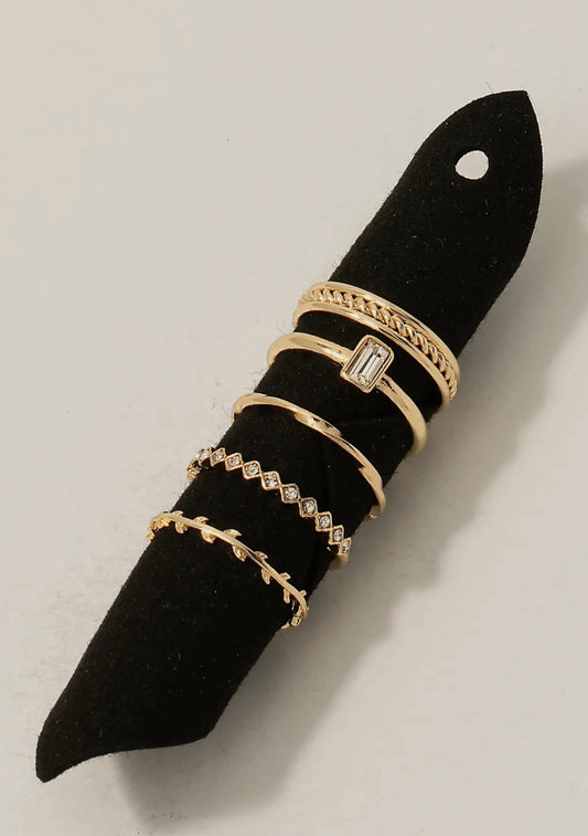 Metallic Band Ring Set