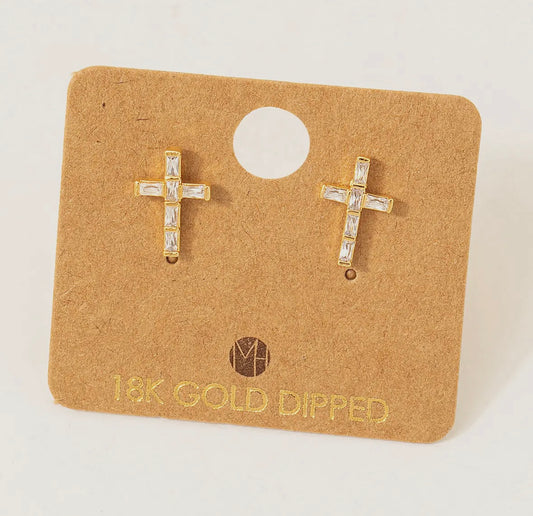 Mini Gold Cross Studs