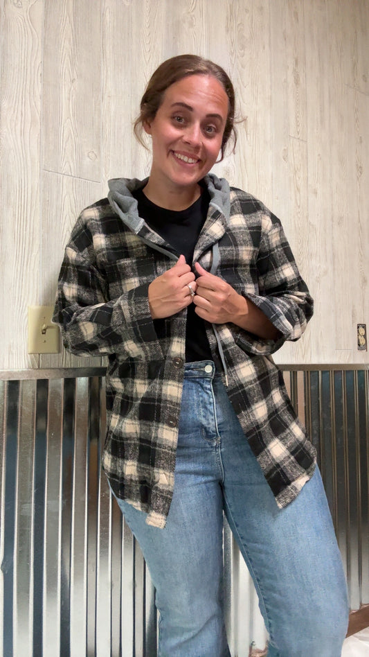 Checked Flannel Hooded Jacket