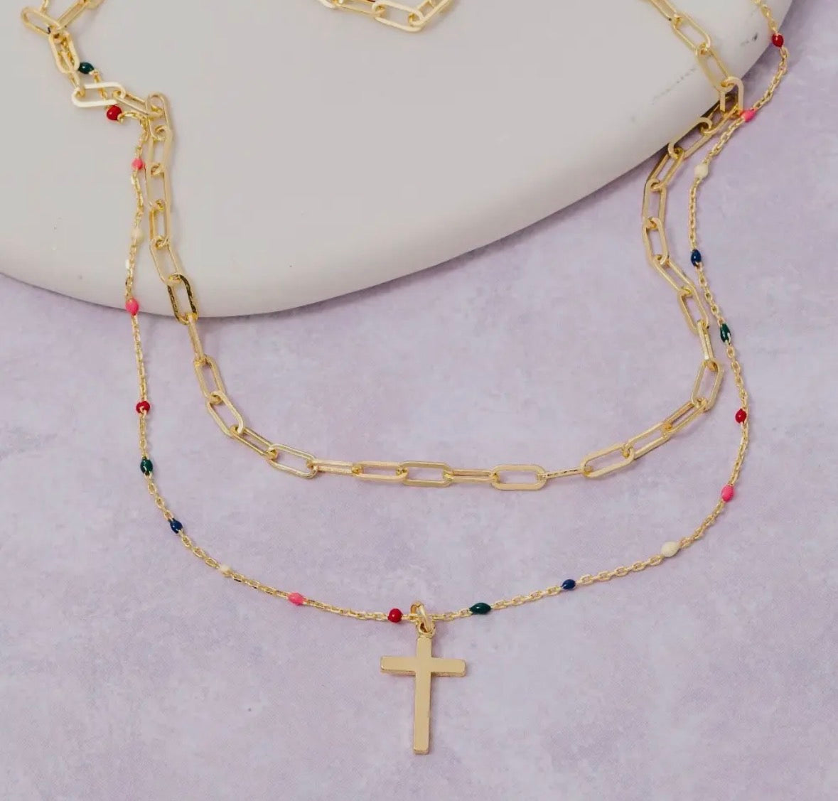 Multi Chain Cross Necklace