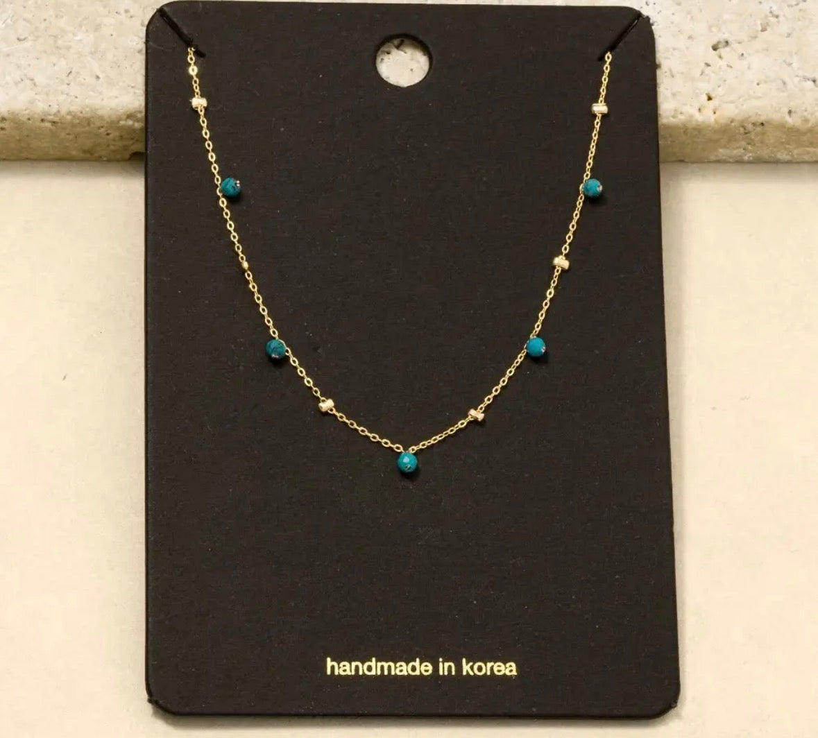 Dainty Turquoise Bead Necklace