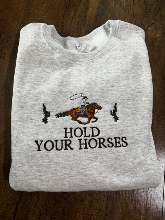 Hold Your Horses | Embroidered Crewneck Sweatshirt