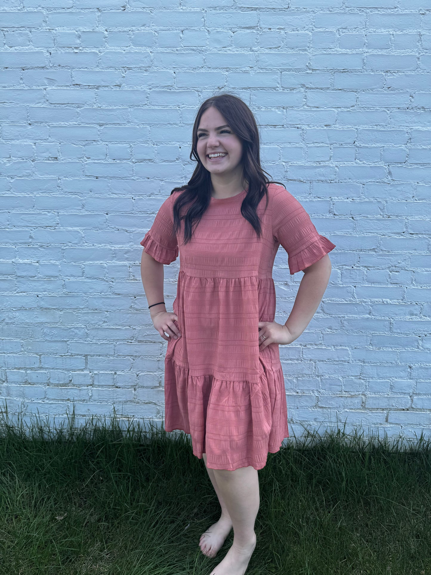 Ruffle Sleeve Tiered Dress
