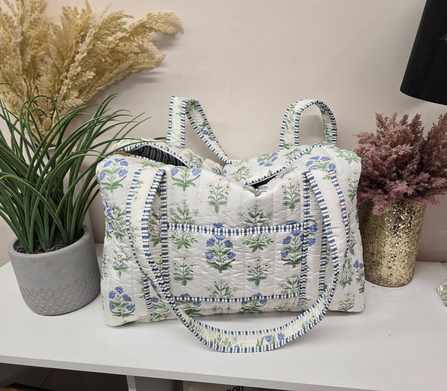Floral Quilted Duffle Bag | 2 Prints