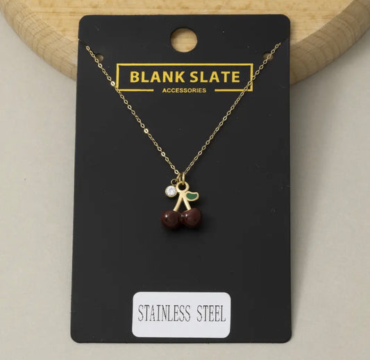 Stainless Steel Cherry Necklace
