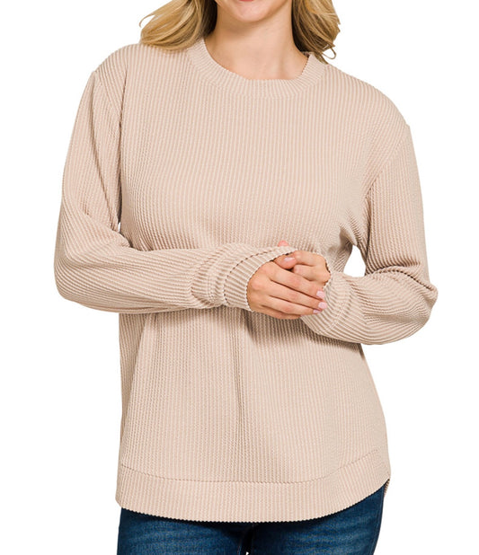 Ribbed Round Neck Long Sleeve