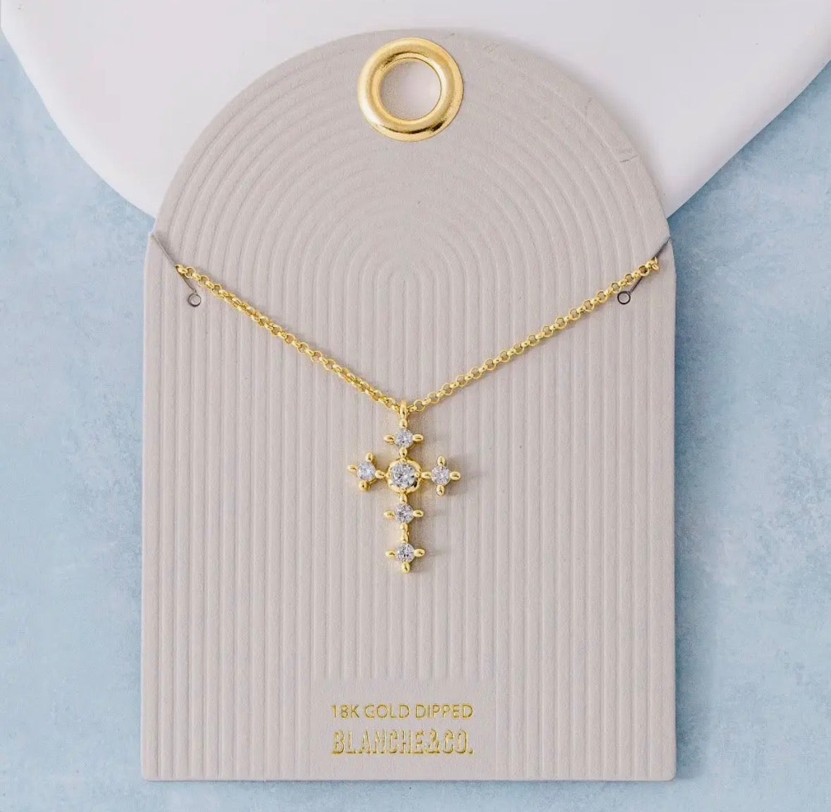 Gold Studded Cross Pendant
