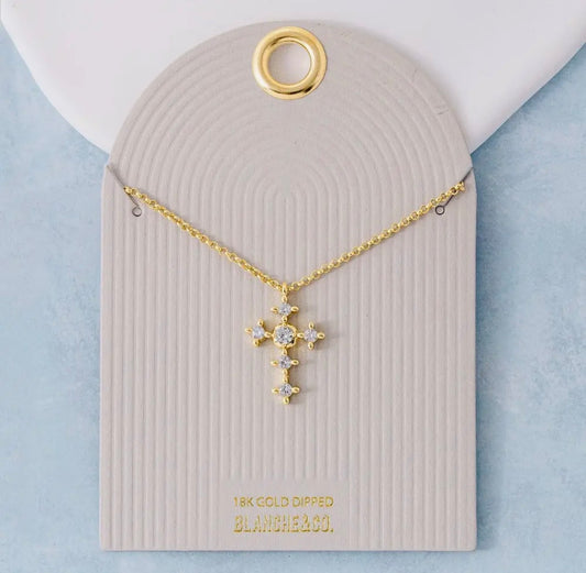 Gold Studded Cross Pendant