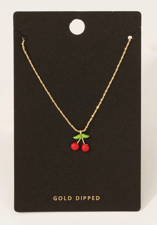 Gold Dipped Cherry Pendant Necklace