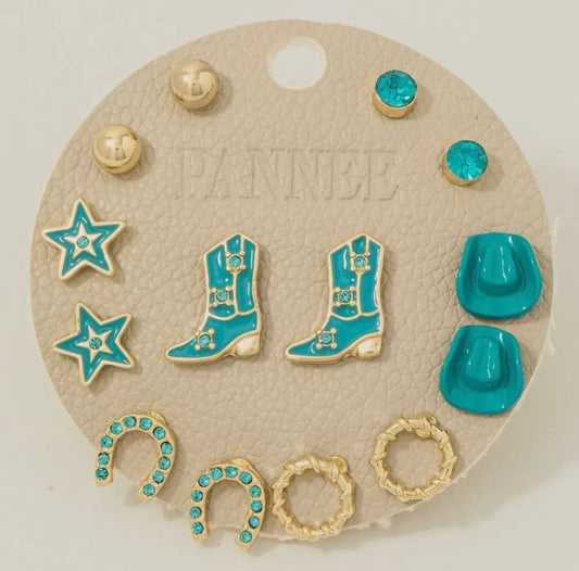 Western Cowboy Stud Earring Set