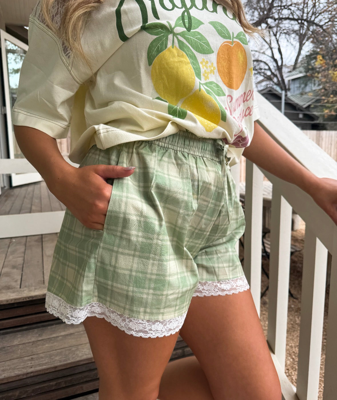 Green Plaid Country Shorts | 100% Cotton