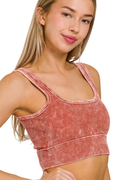 Zenana Square Neck Bra | Rust